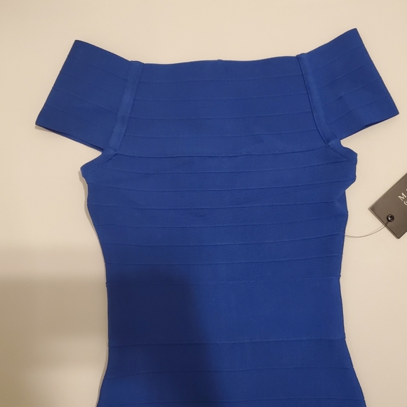 Marciano Guess Blue off-the-Shoulder Bandage Bodycon Dress - Size XXS, 00 - Picture 5 of 8